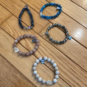 Assorted Stash Jewelry beaded gemstone 5 bracelets bundle
